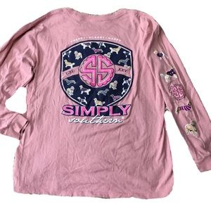 SIMPLY SOUTHERN Girls size LARGE DOG PREPPY CLASSY HAPPY T SHIRT